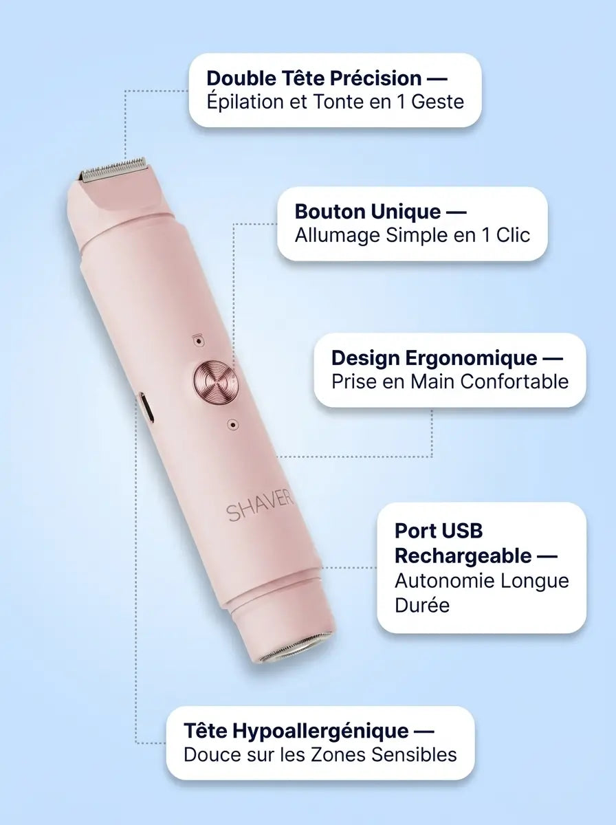 Rasoir Électrique 2-en-1 Épilation & Tondeuse Maillot