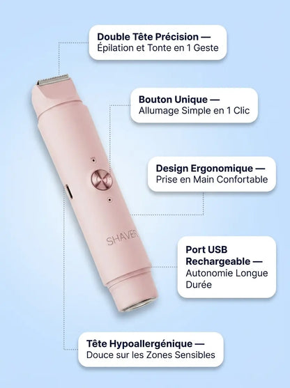 Rasoir Électrique 2-en-1 Épilation & Tondeuse Maillot