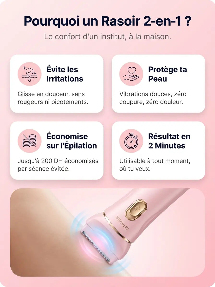 Rasoir Électrique 2-en-1 Épilation & Tondeuse Maillot